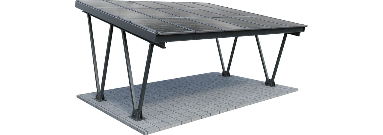 Carport W2 z konstrukcją pod PV