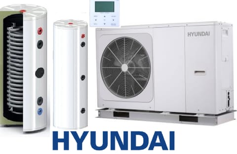 Zestaw Pompa Ciepła HYUNDAI Monoblok 16kW + Zbiornik buforowy SL 245L + SOLITANK Zasobnik stojący CWU 245L z wężownicą 3.83m2